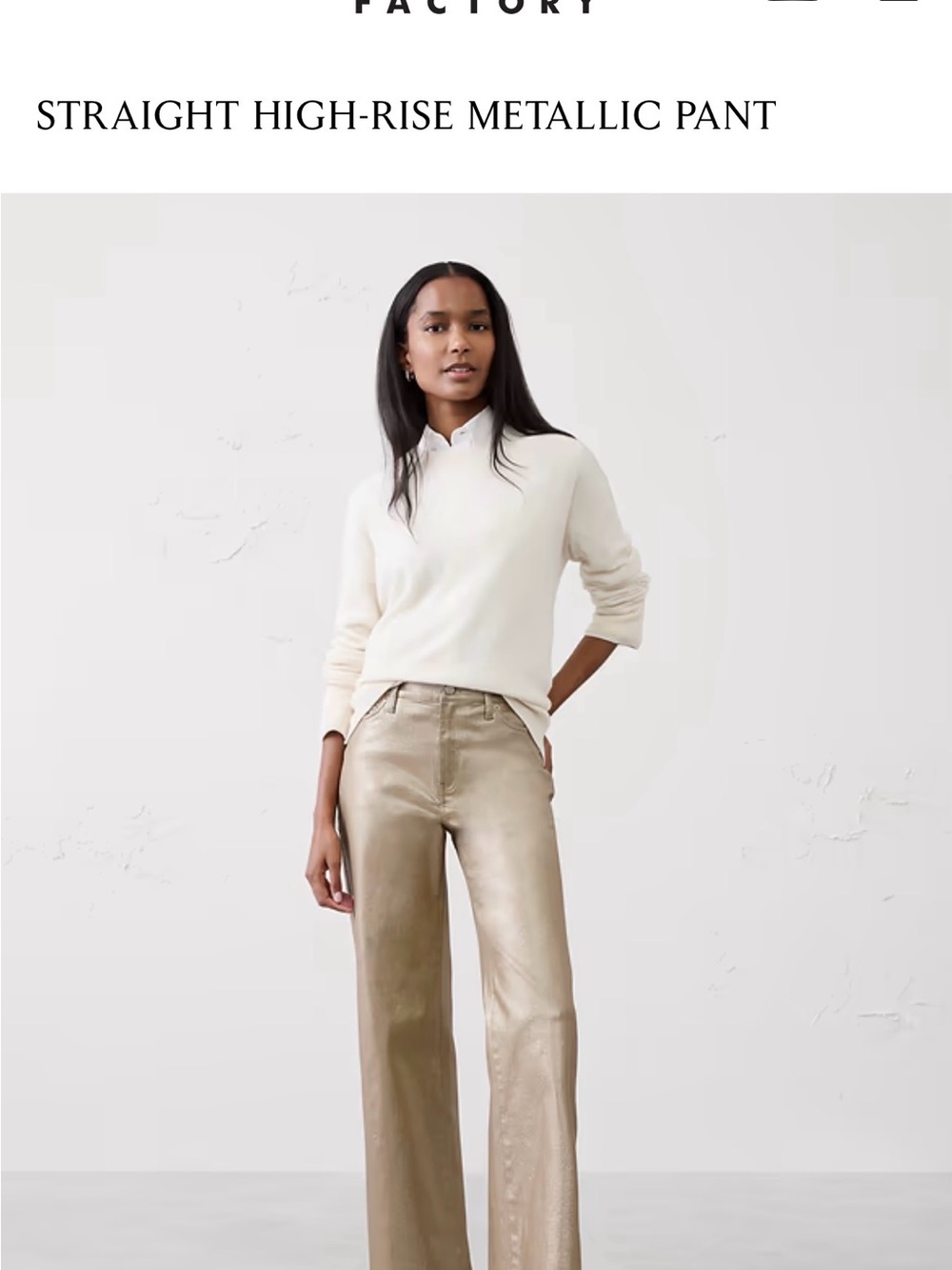 Banana Republic Metallic Straight High-Rise Jeans in Gold